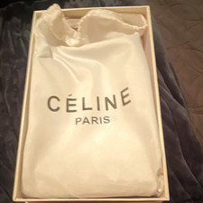 CELINE White Logo Drawstring Dustbag Pouch for Women Designer Solid picture