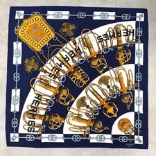 Hermes Carre 90 Cliquetis Silk Scarf Blue picture