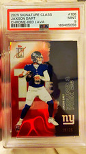 2025 Topps Signature Class Jaxson Dart Chrome Red Lava RC #106 PSA 9 /25 NYG picture