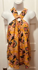 Anthropologie Maeve Spring Summer Golden Halter Racerback Blouse Top Shirt 6 S picture