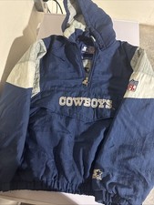 VINTAGE DALLAS COWBOYS NFL FOOTBALL 1/4 HOODED ANORAK JACKET STARTER XL MEN 90s picture
