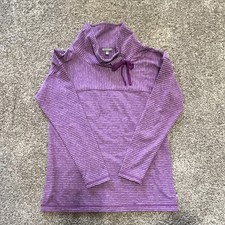 T by Talbots Women's Purple Striped Knit Cowl Neck Long Sleeve Top XS picture