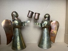 Beautiful Mid Century Nun Angel Vtg Candleholders Handmade Boho Pieces picture