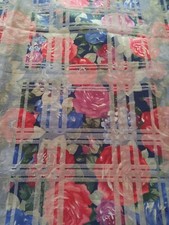 VTG STYLE Rose Print Upholstery Fabric With Deco Shadow Like Grid 4 yards picture
