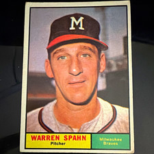 Topps Warren Spahn #200 Milwaukee Braves MLB Baseball 1961 Topps Base Set picture