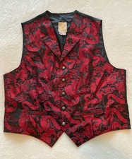 Wah Maker Frontier Clothing Vest Size XL Red Black Dragon Brocade picture