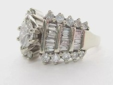 Cluster Wedding 2 Ct Marquise Cut Lab Created Diamond 14K White Gold Plated Ring picture