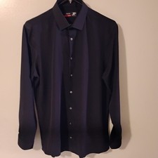 JF J Ferrar Mens Slim Fit Dress Shirt Medium 15 15.5 Performance Stretch Black picture