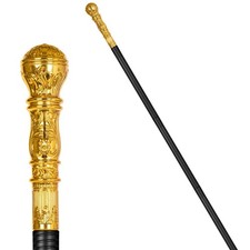 Vintage Walking Cane,Plastic Staff Prop Gold 55 inches, Gold-a picture
