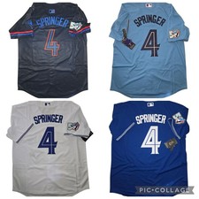 Season End Sale Blue Jays Springer Jersey 50 Patch Powder Royal Blue White City picture