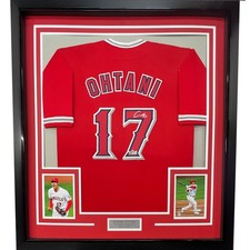 Framed Facsimile Autographed Shohei Ohtani 35x39 Red Jersey picture