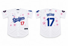 Shohei Ohtani #17 Los Angeles Dodgers Jersey White Pink Cherry Blossom S-2XL picture