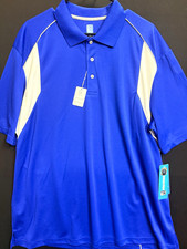PGA TOUR Airflux Men's XXL Blue White Colorblock Breathable Golf Polo Shirt picture