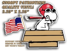 SNOOPY PATRIOT DOG STICKER VINYL PROUD FLAG FLYING FIGHTER ACE USA DIE CUT NEW picture