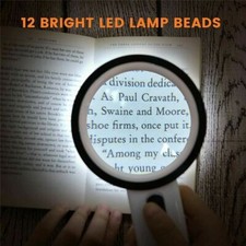 30X Jumbo Handheld Magnifying Glass w/ 12 Bright LED Light Illuminated Magnifier picture
