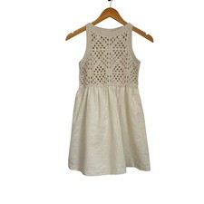 Crewcuts J Crew Girl's Crochet Combo Dress M 8-9 Beige Sleeveless Lined picture