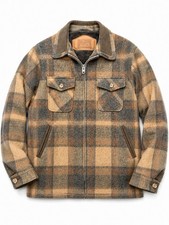 Vtg Woolrich 100% Wool Hunting Coat Long Jacket Brown Sherpa Lined Mens L Plaid picture