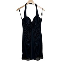 Onyx Nite Halter Ruched Sweetheart Neckline Mini Dress size 12 Black picture