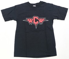 Rare Vintage ANVIL WCW Wrestling 2001 Graphic T Shirt 2000s wcw.com Black Size S picture