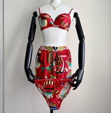 Hermes Swimsuit Swim 3 Piece Vintage 1980’s Les Folies du Ciel Very Rare 40/42 picture