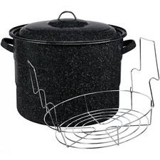 Enamel on Steel 21.5-Quart Water Bath Canner with Lid & Jar Rack Speckled Black picture
