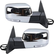 Pair Side Mirror For 13-19 Ram 1500 Chrome Power Fold Heated Temper Sensor LH+RH picture