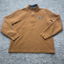LL Bean Mens Brown Ribbed Quarter Zip Pullover Sweater Medium 520811 picture