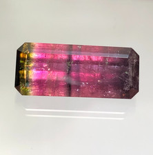 Natural Tri Color Tourmaline Emerald cut Faceted picture