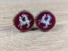 Vtg Dante Museum Masterpiece Cufflinks Red Incolay Cameo Centaur Mythology picture