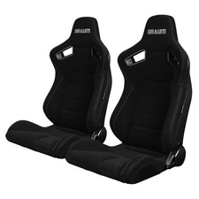 BRAUM - Black Fabric ELITE Racing Seats w/ Grey Stitching BRR1-BFGS -Pair picture