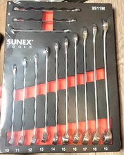 Sunex Tools 9911M, 13pc Master Metric Full Polish Combo Wrench Set w/Foam Tray picture