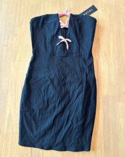 Motel Novara Strapless Mini Dress, Cut Out Bow, Black, Size S picture