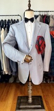LNWOT STUNNING Light Blue Squares 100% Silk Brioni Sport Coat 46L US/56L IT picture