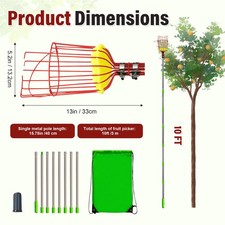 Fruit Picker Pole with Basket Telescoping Fruit Picker Tool with Long Handle picture