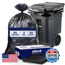 Plasticplace 65 Gallon Trash 3.0 Mil Heavy Duty Garbage Can 50 X 48 50Count picture