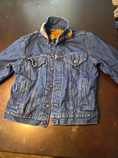 VTG 1992 Levi's 70411 Blanket Flannel Lined Denim Trucker Jacket Size 40 Medium picture