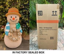 2026 HOME DEPOT ACCENTS 2.5 FT HAND PAINTED LED COASTAL OUTFIT SNOWMAN BLOW MOLD picture