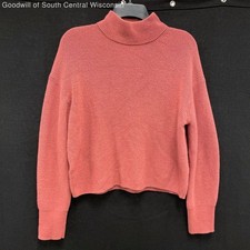 Wmns LULULEMON Rose Pink Merino Wool Blend Ribbed Pullover Turtleneck Sweater 6 picture