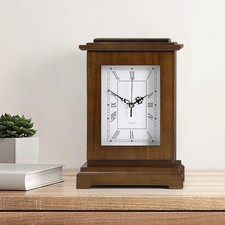 Brown Antique Tabletop Clock with Safe Hidden Storage Space Living Room Decor picture