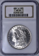 1884-O Morgan Silver Dollar NGC MS64 90% Silver $1 US Coin Uncirculated picture