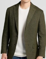 J CREW Mens Size 42R Dark Olive/Brown THOMPSON Wool Bld Tweed Blazer-EUC picture