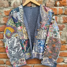 Indian Quilted Cotton Kantha Patchwork Jacket Handmade Jacket Women's Clothing picture