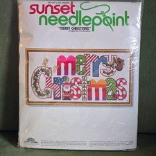 Vintage 1978 Sunset Needlepoint Kit 6070 Merry Christmas Chris Davenport Sealed picture