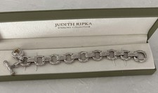 Vintage Judith Ripka 925 Sterling Silver Link Bracelet Detachable Heart Charm picture