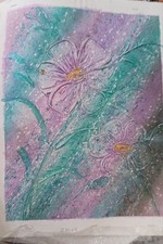 Hand Made Original Abstract Floral Painting Mixed Media on Canvas by Pilar picture
