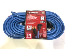 Husky 100 ft. 14/3 Medium Duty Cold Weather Indoor/Outdoor Extension Cord, Blue picture