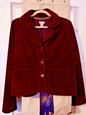 Elevenses Anthropologie Burgundy Corduroy Cropped Blazer Jacket Boho Sz 12 picture
