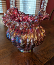 Fenton 1983 Connoisseur Vasa Murrhina Art Glass Basket LE W/ Sticker picture