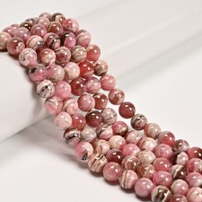 Natural Grade A Rhodochrosite Smooth Round Beads Size 6mm 8mm 10mm 15'' Strand picture