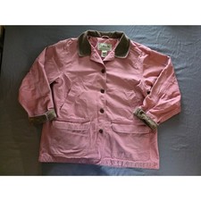 Vintage L.L. Bean Pink Cotton Flannel Lined Barn Coat Jacket - Women's XL Petite picture